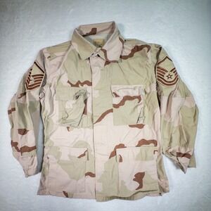 US Air Force Desert Camo Combat Utility Shirt‎ Jacket Airman Rank Patch Size L